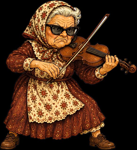The same grandma playing the violin